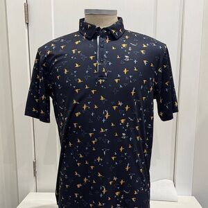 Men's Swannies Navy Patterned Polo Shirt